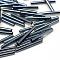 Plated Glass Bugle Beads, Tube, Hematite Plated, 12x2.5mm, Hole: 0.5mm, about 3500pcs/bag