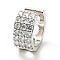Clear Cubic Zirconia C-Shaped Chunky Cuff Earrings, Brass Jewelry for Women, Cadmium Free & Lead Free, Platinum, 6x12.5mm