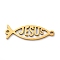 201 Stainless Steel Hollow Religion Jesus Fish Connector Charms, Ion Plating(IP), Real 18K Gold Plated, 7.5x24.5x1mm, Hole: 1.4mm