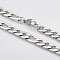 Tarnish Resistant Trendy Unisex 304 Stainless Steel Curb Chain Twisted Chain Necklaces, with Lobster Clasps, Stainless Steel Color, 21.65 inch(55cm), 9mm