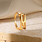 Alloy Adjustable Open Cuff Rings, Real 18K Gold Plated, Letter M, Inner Diameter: Adjustable
