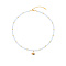 Natural Amazonite Beaded Necklaces, with Golden Plated Metal Eye Charms, 15.75 inch(40cm), Charm: 13.7x13.8mm