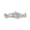 Brass Micro Pave Cubic Zirconia Fold Over Clasps, Cadmium Free & Nickel Free & Lead Free, Flower, Real Platinum Plated, 10.5mm
