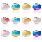 14Pcs 7 Colors Glass European Beads, Large Hole Beads, with Silver Tone Brass Double Cores, Faceted Rondelle, Mixed Color, 14x9mm, Hole: 5mm, 2Pcs/color