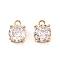 Brass Micro Pave Cubic Zirconia Pendants, Cadmium Free & Nickel Free & Lead Free, Round Charms, Real 18K Gold Plated, 8x6x5mm, Hole: 1.1mm