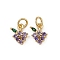 Brass Micro Pave Cubic Zirconia Pendants, Grape Charms, with Jump Ring, Long-Lasting Plated, Cadmium Free & Lead Free, Rack Plating, Real 18K Gold Plated, 10.5x7.5x2.5mm, Hole: 3mm