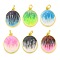 Brass Enamel Pendants, Cadmium Free & Lead Free, with Glitter and Jump Ring, Long-Lasting Plated, Real 18K Gold Plated, Oval Charms, Mixed Color, 19x14x2.5mm, Hole: 3.5mm