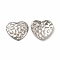 Non-Tarnish 304 Stainless Steel Pendants, Textured, Heart Charm, Stainless Steel Color, 14.5x16x2.5mm, Hole: 1.2mm