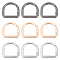 12Pcs 3 Colors Alloy Spring Gate Rings, D Ring, Mixed Color, 6 Gauge, 29.5x27.5x4mm, 4pcs/color