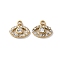 304 Stainless Steel Charm, with Rhinestone, Eye, Real 14K Gold Plated, 10x11.5x3.5mm, Hole: 1.5mm