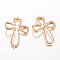 Brass Micro Pave Cubic Zirconia Links, Cross, Nickel Free, Real 18K Gold Plated, 43x28x3mm, Hole: 1mm