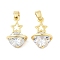 Planet Brass Micro Pave Cubic Zirconia Pendants, Cadmium Free & Nickel Free & Lead Free, Real 18K Gold Plated, 17x10.5x8.5mm, Hole: 5x2.5mm