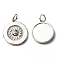 Brass Pendants, Cadmium Free & Lead Free, with Jump Ring, Long-Lasting Plated, Flat Round with Sun Charm, Platinum, 19x17x3mm, Hole: 4.4mm