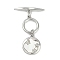 Brass Micro Pave Clear Cubic Zirconia Toggle Clasps, Cadmium Free & Nickel Free & Lead Free, with Shell, Star, Platinum, Planet: 30mm, Pendant: 15x13x2mm, Hole: 1.2mm, Bar: 22x4x4.5mm, Hole: 1.2mm