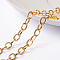 Ion Plating(IP) 304 Stainless Steel Cable Chains, Unwelded, with Spool, Flat Oval, Golden, 7x4x0.8mm, about 65.61 Feet(20m)/roll
