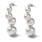 Rack Plating Brass Round Ball Dangle Stud Earrings, Long-Lasting Plated, Platinum, 43x13.5mm