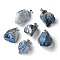 Rough Raw Electroplate Natural Crystal Quartz Pendants, with Platinum Tone Alloy Snap on Bails, Nuggets, Dodger Blue, 17~34x17~24x11.5~18mm, Hole: 5.5x4.5mm
