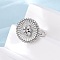 Brass Micro Pave Cubic Zirconia Cuff Rings, Round, Cadmium Free & Lead Free, Rack Plating, Long-Lasting Plated, Platinum, 18.5x18.5mm