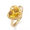 Cubic Zirconia Heart Adjustable with Enamel, Real 18K Gold Plated Brass Solitaire Ring for Women, Lead Free & Cadmium Free, Gold, Inner Diameter: 18mm