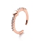 Heart Rack Plating Brass Micro Pave Clear Cubic Zirconia Open Rings, Long-Lasting Plated Cuff Ring for Women, Lead Free & Cadmium Free, Rose Gold, US Size 6 1/2(16.9mm)