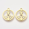 201 Stainless Steel Pendants, Laser Cut Pendants, Flat Round with Anchor, Golden, 17.5x15x1mm, Hole: 1.4mm