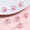 10Pcs Gradient Color Transparent Glass Bead Caps, Six-Petal Flowers, Orchid, Flamingo, 12x7mm