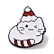 Christmas Theme Enamel Pins, Alloy Brooches for Backpack Clothes, Cat Shape, 29x26x1mm