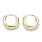 Brass Huggie Hoop Earring, with 7 Loops, Nickel Free, Ring, Real 18K Gold Plated, 17x16x2mm, Hole: 1.2mm, Pin: 0.9mm