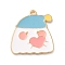 Halloween Theme Alloy Enamel Pendants, Ghost with Heart Charm, Light Gold, Light Sky Blue, 24x22x2mm, Hole: 1.8mm