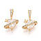 Brass Micro Pave Cubic Zirconia Charms, Cadmium Free & Nickel Free & Lead Free, Heart, Real 18K Gold Plated, Clear, 11x12x7.5mm, Hole: 4.5x2.5mm
