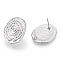 Brass Stud Earring Findings, Cadmium Free & Nickel Free & Lead Free, Vortex with Vertical Loops, Real Platinum Plated, 22x19mm, Hole: 1.8mm, Pin: 0.7mm