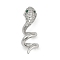 Brass Micro Pave Cubic Zirconia Pendants, Cadmium Free & Nickel Free & Lead Free, Snake Charms, Platinum, 24.5x8.5x7.5mm, Hole: 3.5x2.5mm