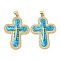 Rack Plating Brass Micro Pave Cubic Zirconia Pendants, Cadmium Free & Lead Free, Long-Lasting Plated, Cross, Real 18K Gold Plated, 38x26.5x4mm, Hole: 4x3mm