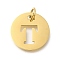 Ion Plating(IP) 304 Stainless Steel Pendants, with Jump Ring, Laser Cut, Flat Round with Letter Charm, Real 18K Gold Plated, Letter T, 20x1mm, Hole: 4.5mm