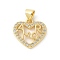 Brass Micro Pave Cubic Zirconia Pendants, Heart Charms, Rack Plating, Cadmium Free & Lead Free, Long-Lasting Plated, Real 18K Gold Plated, 15x16x2mm, Hole: 3.5mm