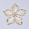 Cotton Thread Woven Pendants, with Alloy Findings, Leaf, Golden, Cornsilk, 43x26.5x2mm, Hole: 1.8mm