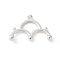 Brass Pendants, Cadmium Free & Nickel Free & Lead Free, Semi Circle Charms, Silver, 12.5x19x2mm, Hole: 1mm