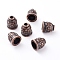 Apetalous Alloy Cord End Caps, Tibetan Style, Cadmium Free & Nickel Free & Lead Free, Red Copper, 11x10mm, Hole: 3mm, Inner Size: 6~7mm, about 550pcs/1000g