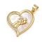 Brass & Shell & Clear Cubic Zirconia Pendants, Cadmium Free & Lead Free, Heart with Lovers Pattern, Real 18K Gold Plated, 23.5x20x3.5mm, Hole: 3.5x4mm