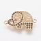 Brass Micro Pave Cubic Zirconia Links, Elephant, Real 18K Gold Plated, 13x20x1.5mm, Hole: 1mm