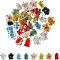 40pcs 8 colors Handmade Bumpy Lampwork Beads, Plum Blossom, Mixed Color, 13.5~14.5x15x8~10mm, Hole: 1.5~1.8mm, 5pcs/color