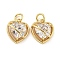 Brass Micro Pave Clear Cubic Zirconia Pendants, Cadmium Free & Nickel Free & Lead Free, Heart Shaped, Real 18K Gold Plated, 13.5x11.5x7mm, Hole: 3mm