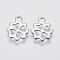 Tarnish Resistant 201 Stainless Steel Charms, Hollow Clover, Stainless Steel Color, 12x10x0.8mm, Hole: 2mm