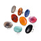 Adjustable Natural Mixed Gemstone Finger Rings, with Platinum Brass Findings, Oval, US Size 9 1/4(19.1mm)