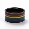 Pride Style 201 Stainless Steel Finger Rings, Wide Band Rings, with Enamel, Colorful, Electrophoresis Black, US Size 7(17.3mm)