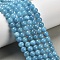 Natural Dyed Yellow Jade Gemstone Bead Strands, Round, Dodger Blue, 6mm, Hole: 1mm, about 66pcs/strand, 15.7 inch