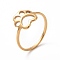 Ion Plating(IP) 201 Stainless Steel Paw Print Finger Ring, Hollow Wide Ring for Women, Golden, US Size 6 1/2(16.9mm)