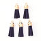 Faux Suede Tassel Pendant Decorations, with CCB Plastic Cord Ends, Light Gold, 33~35x10mm, Hole: 2.5mm