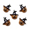 Halloween Opaque Resin Pendants, with Platinum Tone Iron Loops, Pumpkin with Witch Hat, Dark Orange, 29x26x7mm, Hole: 2mm