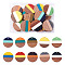 20Pcs 10 Colors Opaque Tri-color Resin & Walnut Wood Pendants, with Stripe Pattern, Flat Round, Mixed Color, 28.5x3.5mm, Hole: 2mm, 2pcs/color